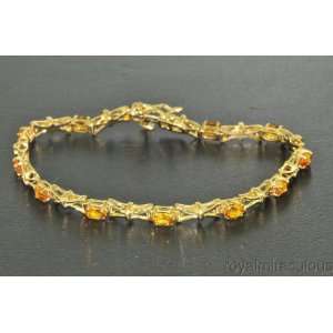   Citrine (November Birthstone) Tennis Bracelet 14K Yellow Gold Jewelry