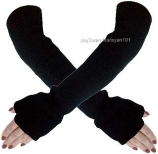   Soft & stretchy Thin Knit Long Arm Warmers fingerless gloves  