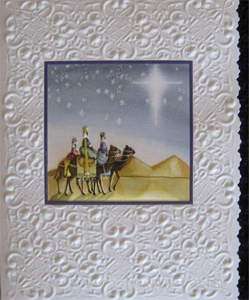 CAROL WILSON CHRISTMAS GREETING CARD HOLIDAY PEACE ON EARTH EMBOSSED 