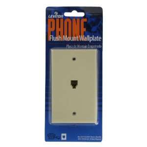   One Piece Flush Mount Phone Jack Wall Plate, Ivory