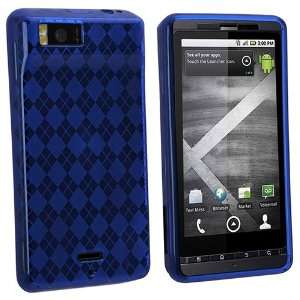   MB810 / Droid X, Clear Dark Blue Argyle Cell Phones & Accessories