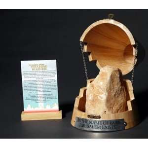  Jerusalem Stone in a hand carved wooden cone display 