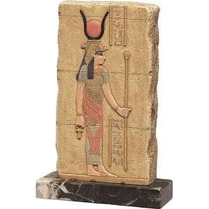Egyptian Isis Standing Relief on Marble Base Statue Sculpture