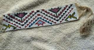 Mid 1900s Eastern Sioux Indian Full Beaded Strip Geometric Design 