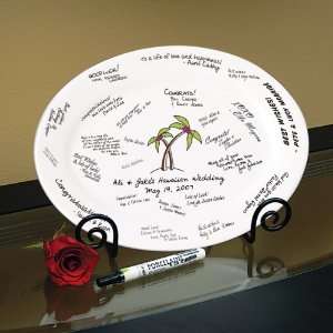 Palm Trees Guest Book Platter with Optional Easel  Kitchen 