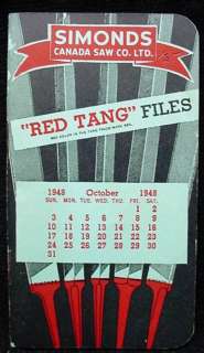 1948 Simonds Saw Red Tang Files Calendar Day Book  