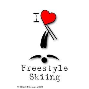  I Love Freestyle Skiing 3 inch x 2 inch Clear Acrylic 