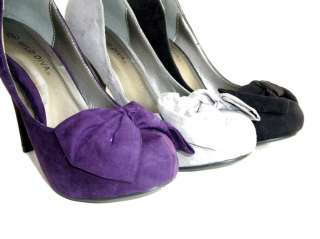 NEW Purple Closed Toe Suede Bow tie Dress Pumps Shoes  
