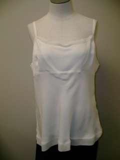 Eileen Fisher Crinkle Chiffon Trim Silk Cami Softwhite NWT $158  