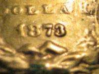 1873 $1 GOLD US coin. XF w/ issues   AM initials & loops.  