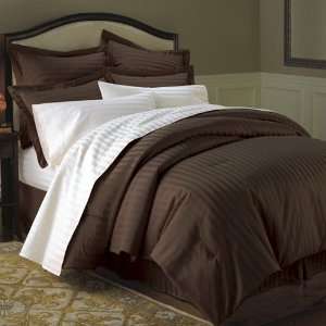   Stripe Single Ply Yarn Bed Sheet Set (Chocolate) King.
