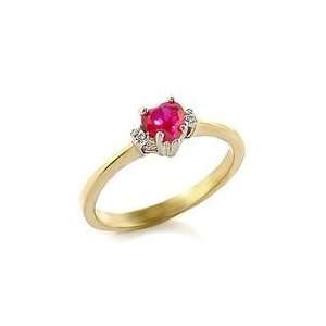  W 528 Ladies Ring Simulated Ruby & Diamond 18 Kt Gold 