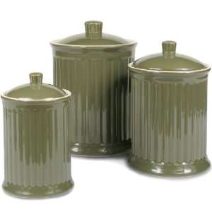  OmniWare Simsbury Olive Stoneware Canisters, Set of 3 