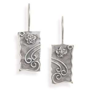   Vine and Flower Design Sterling Silver Wire Earrings Jewelry