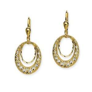   Gold Two Tone Door Knocker Lever Back Drop Earring CleverEve Jewelry