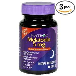  Natrol Melatonin 5mg, 60 Tablets (Pack of 3) Health 