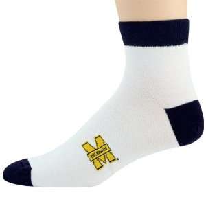   Michigan Wolverines White Navy Blue Low Cut Socks
