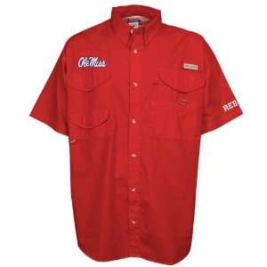 Columbia Mississippi Rebels Cardinal Red Bonehead Short Sleeve Shirt 