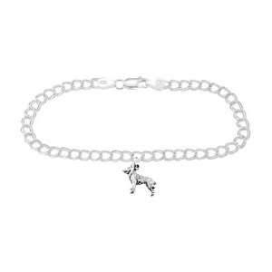  Silver Husky Sled Dog on 4 Millimeter Charm Bracelet 