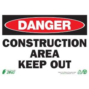 Zing Eco Safety Sign, Header DANGER, Legend CONSTRUCTION AREA KEEP 