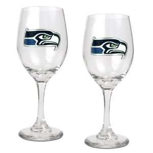  Seattle Seahawks 2pc Wine Glass Set   Primary Logo Sports 
