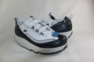 NEW SKECHERS WOMENS SHAPE UP ROCKIN OUT WHITE NAVY FITNESS SNEAKER 