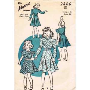   Sewing Pattern Girls Shirtwaist Dress Size 8 Arts, Crafts & Sewing