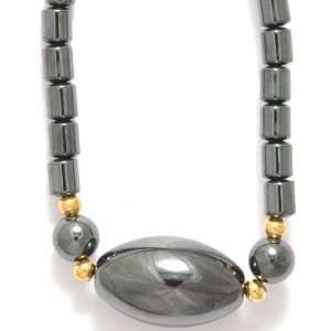  Shipwreck Beads Hematite 17 Inch Necklace with 9 by 20 mm Oval Bead 