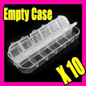  10 Empty Case Nail Art Tips Plastic Rhinestone Box 006 
