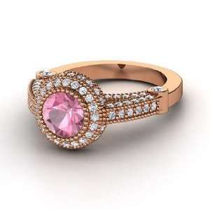  Vanessa Ring, Round Pink Tourmaline 14K Rose Gold Ring 
