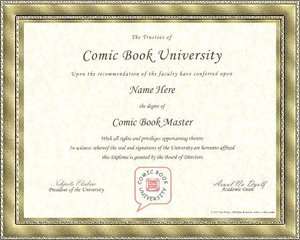 Comic Book Master University Diploma Degree Certificate  