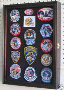 Display Case Cabinet Shadow Box for Patches , Badges and Emblems 