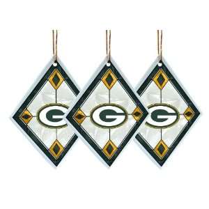  Green Bay Packers   NFL Art Glass Decorative Ornament Set 