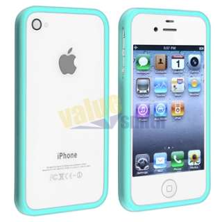   Blue Shinny Skin Case+PRIVACY FILM For Apple iPhone 4 G 4S  