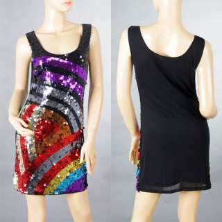 Sexy Dance Party Rainbow Shine Sequin Dress 6 10 1201  