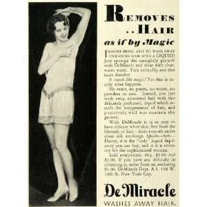 1930 Ad DeMiracle Washes Away Hair Liquid Depilatory   Original Print 