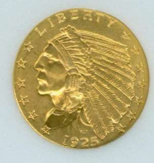 1925 D  $2.50 Indian Head Quarter Eagle  Gold Coin  2 1/2 Dollar 