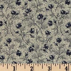  44 Wide Fairmount Park Flowers Navy Fabric By The Yard 