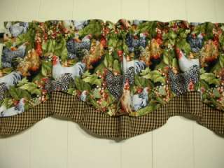   &Roosters~W/check~ROOSTER~VALANCE~Comforting~Cottage~Custom~  