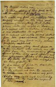 Original WW1 Hand Written Instructions for Sentry Duty  