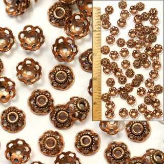 SOLID COPPER 10mm Bali Style FLOWER BEAD CAPS 65pc  