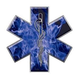  Star of Life EMT EMS Inferno Blue 4 Reflective Decal 