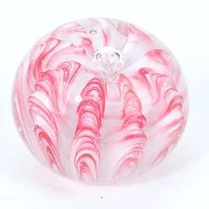   Murano Paperweight Cotton Candy Pink Swirl 