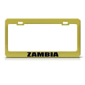  Zambia Zambian Flag Gold Country Metal license plate frame 
