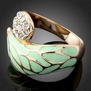 Arinna Crystal light green Gold GP fashion rare Rings  