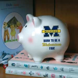MICHIGAN WOLVERINES Born To Be Personalized Team Logo PIGGY BANK (6 