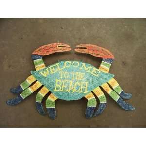 WELCOME To The Beach Crab Metal sign full color 32  