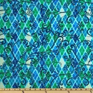  44 Wide Cranston Village Vines Blue/Green Fabric By The 