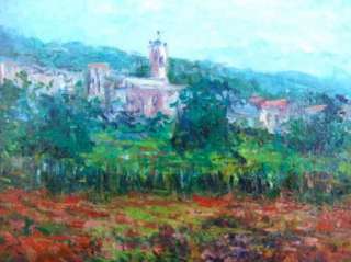   Lanctot Impressionist Painting Church on Hill Oil Painting  