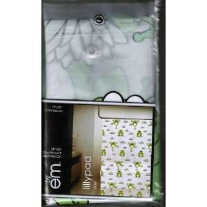 Stylish Semi Private Shower Curtain Frost 70x72, Lillypad and Frog